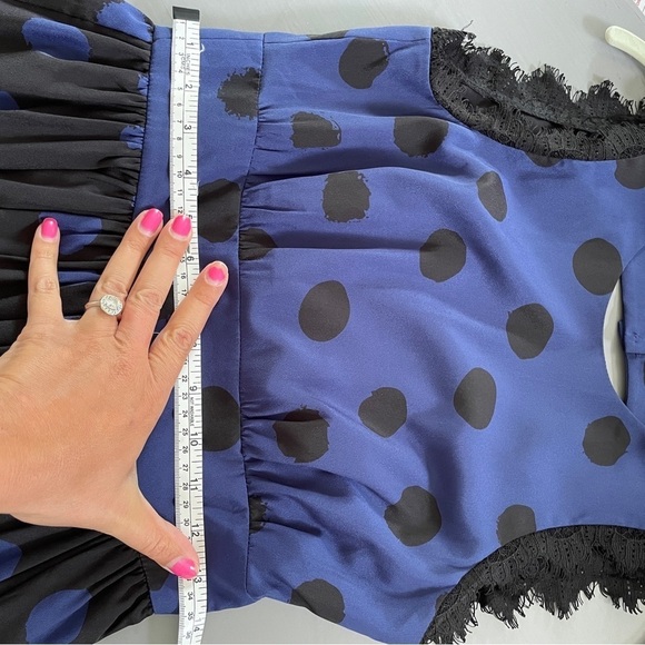 Anthropologie Corey Lynn Calter Blue & Black Polka Dot Dress - Picture 6 of 14